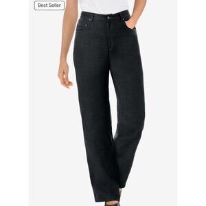 Woman Within NWOT Perfect Cotton Back Elastic Jean Sz 30 Tall Black Plus